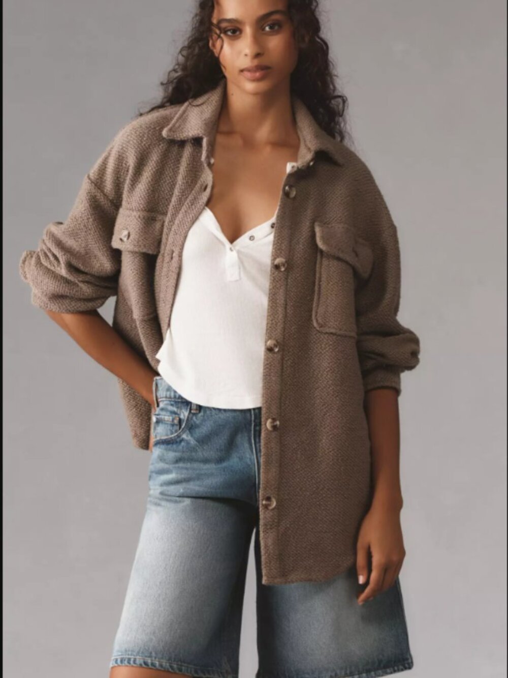 By Anthropologie Knit Shacket | Taupe | EUC | XXL